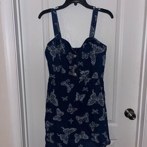 Butterfly Print Denim Dress